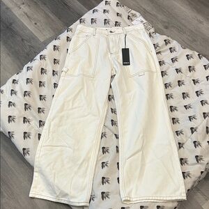 Forever 21 Cream Wide-Leg Pants